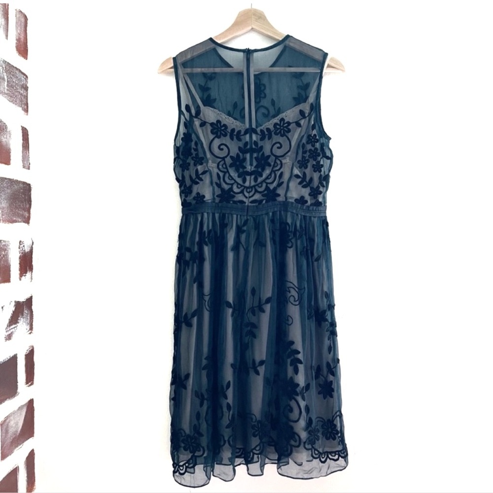 Needle & Thread Floral-Embroidered Sheer Organza Dress in Black Size 6 - Picture 2 of 9
